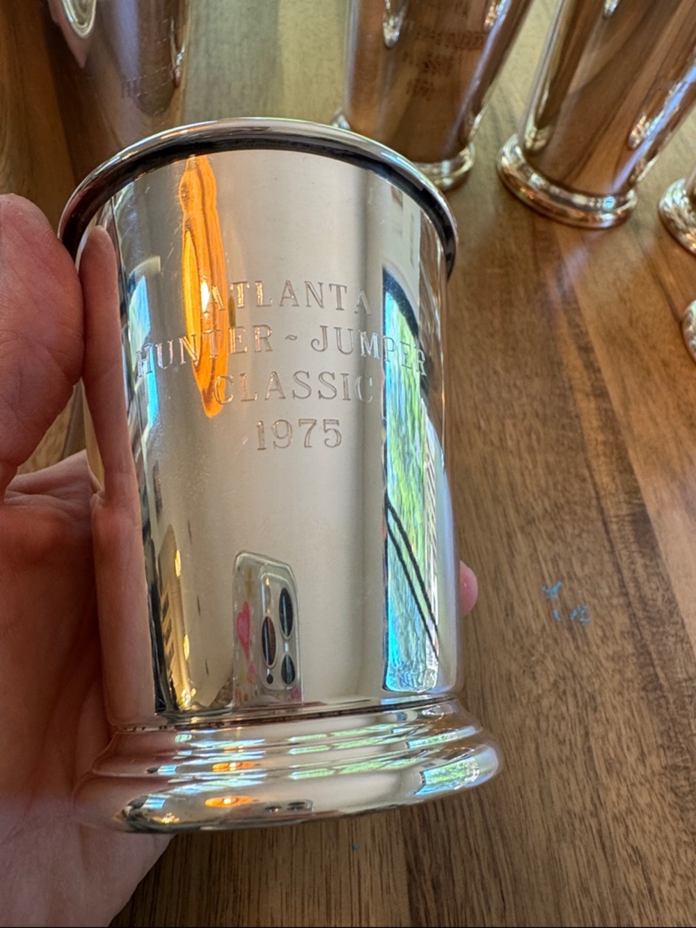 Vintage Mint Julep Cups Set 8 Atlanta Hunter Jumper Classic Sheridan Silverplate - Picture 8 of 17